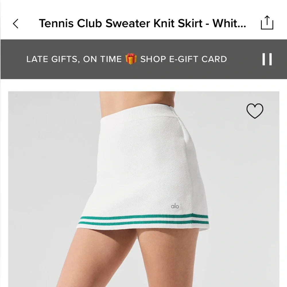 ALO Yoga White Mini Skirt with Green Accents